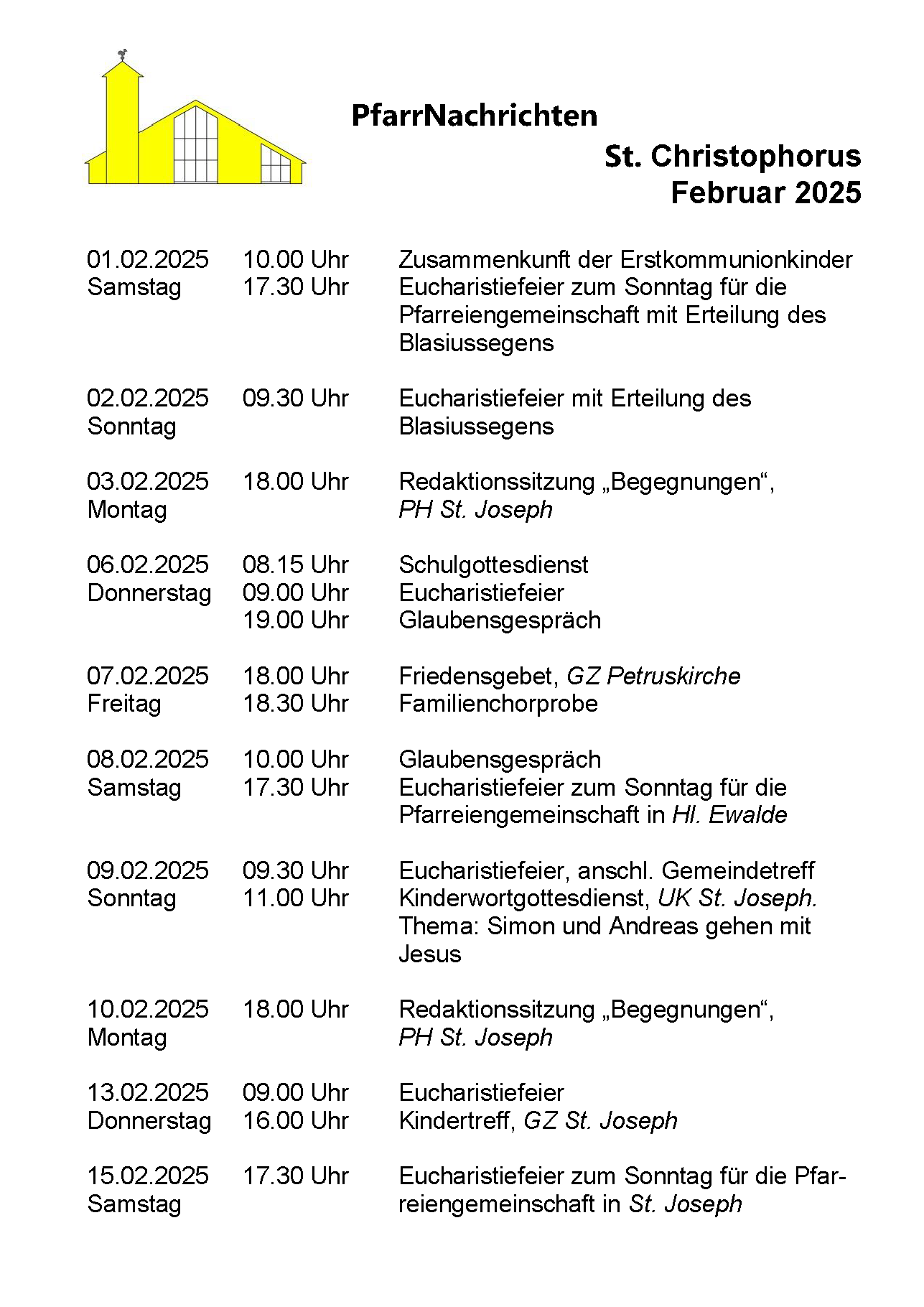 aktuelle Pfarrnachrichten - Seite 1